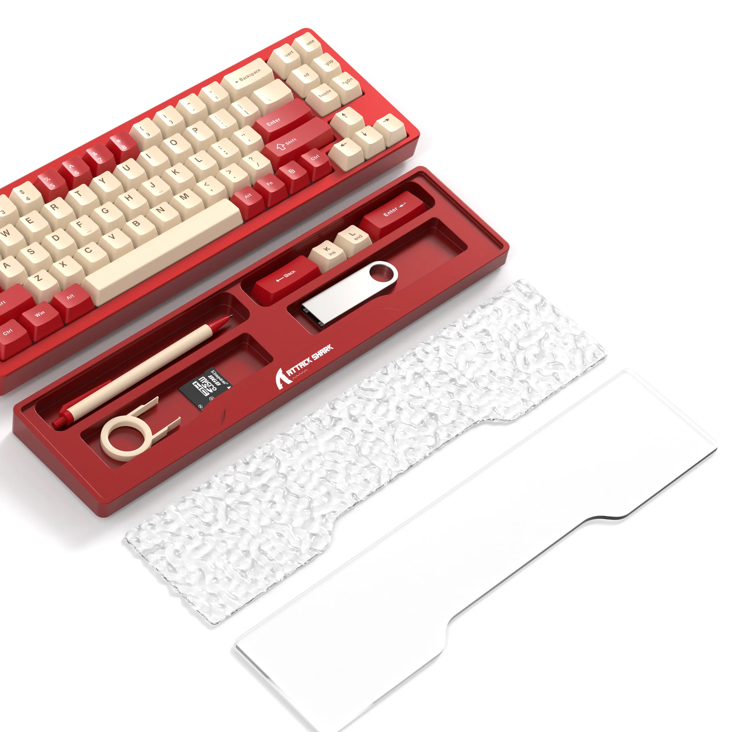 ATTACK SHARK Aluminum Alloy Wrist Rest with Partition Storage Case - Image 28