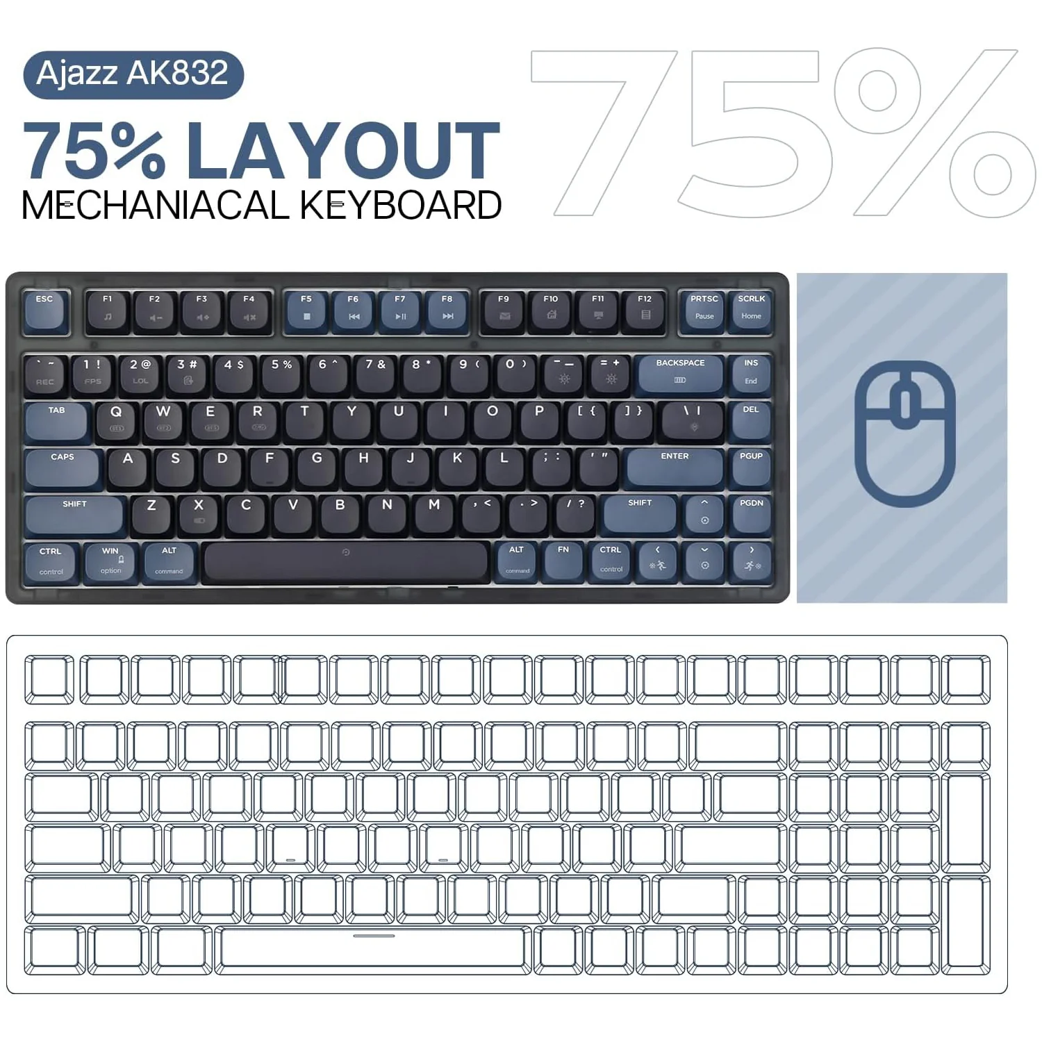 ATTACK SHARK x AJAZZ AK832 Mechanical Keyboard - Image 3