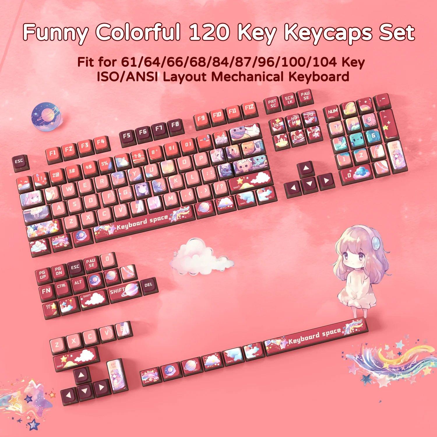 ATTACK SHARK 120 Keys PBT Dye-Sublimation Pudding Keycaps Set - Image 40
