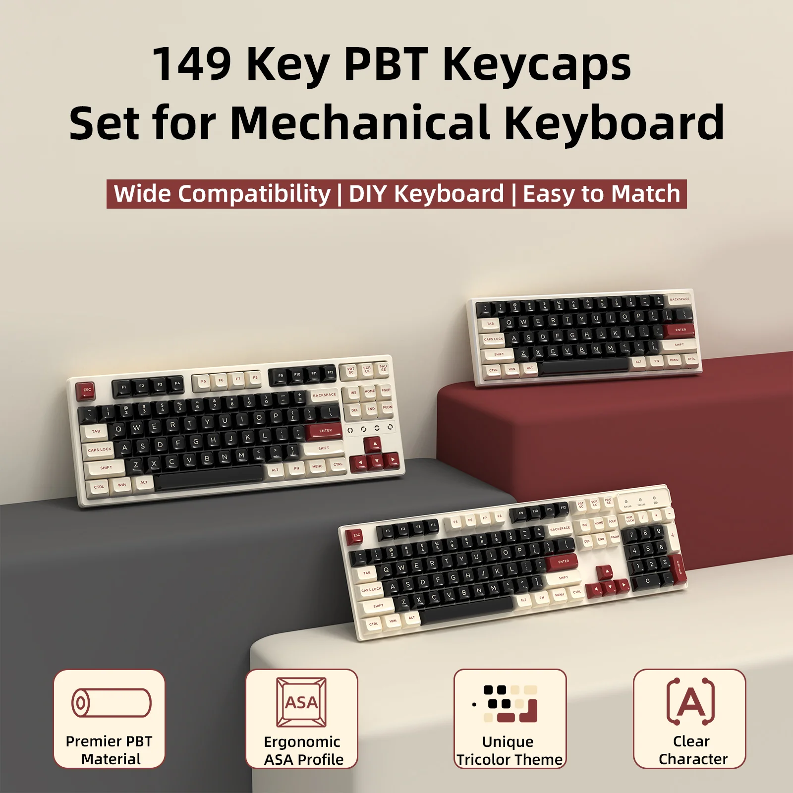 ATTACK SHARK 149 Keys PBT Keycaps Double Shot Full Keycap Set - Image 2