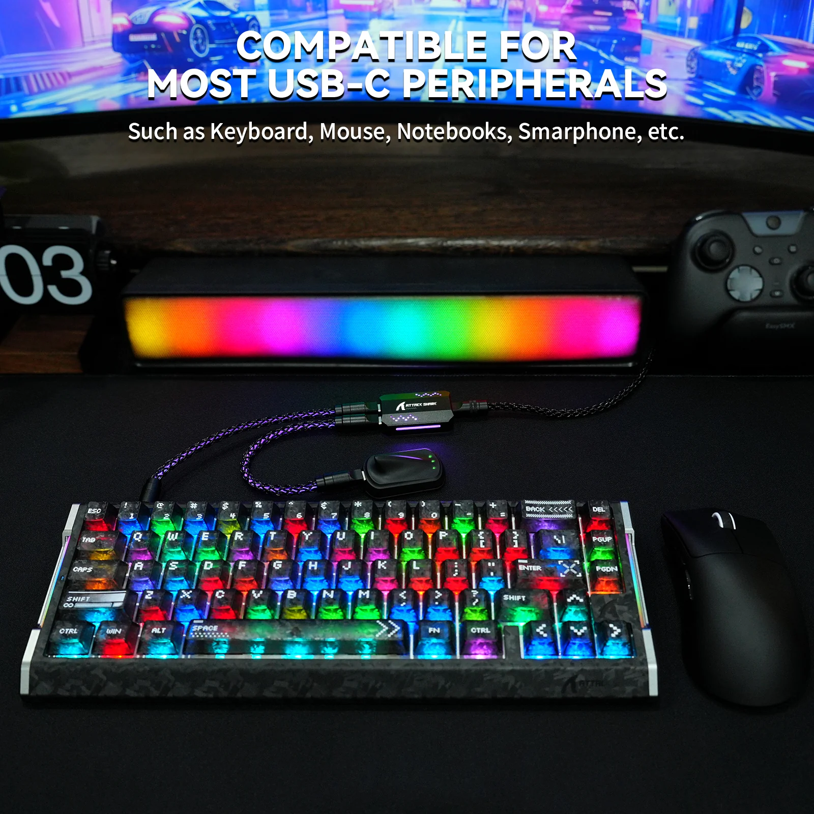 ATTACK SHARK C07 PRO 2-In 1  Type C Cable for 8KHz Gaming Keyboard/Mouse - Image 21