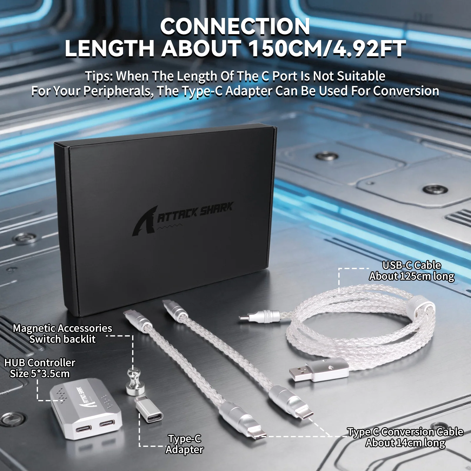 ATTACK SHARK C07 PRO 2-In 1  Type C Cable for 8KHz Gaming Keyboard/Mouse - Image 8