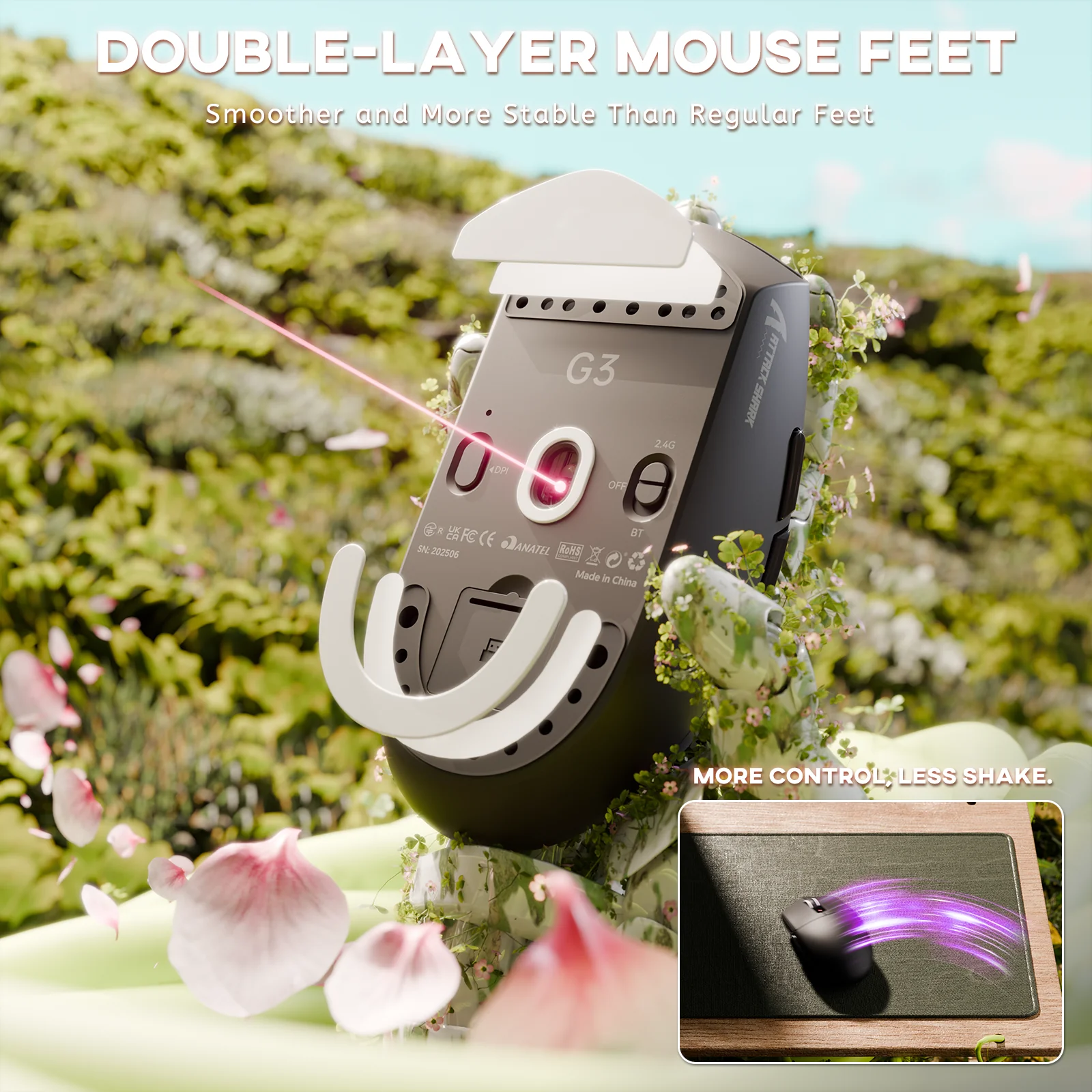 ATTACK SHARK G3 Tri-mode Wireless Gaming Mouse 25000 DPI Ultra Lightweight - Image 25