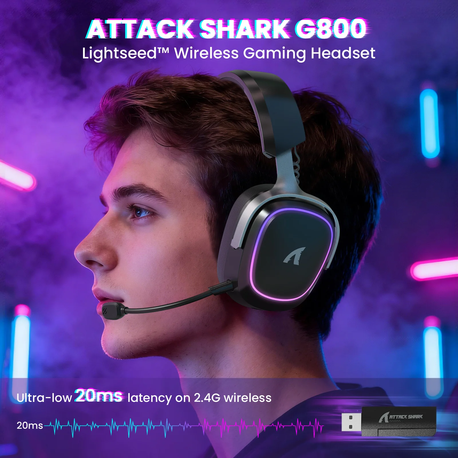 ATTACK SHARK G800 Wireless Gaming Headset - Image 3