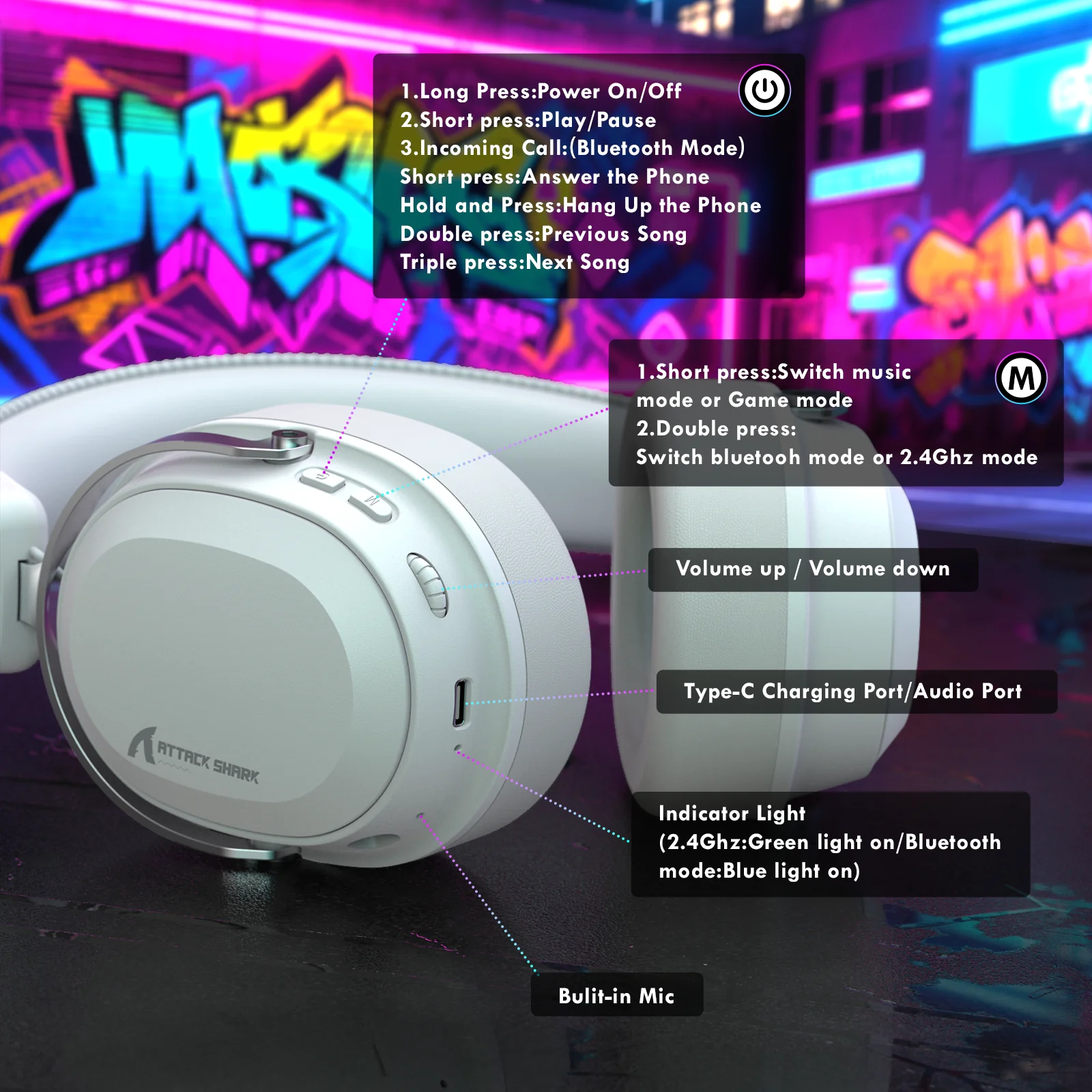ATTACK SHARK L30PRO Wireless Gaming Headset - Image 6