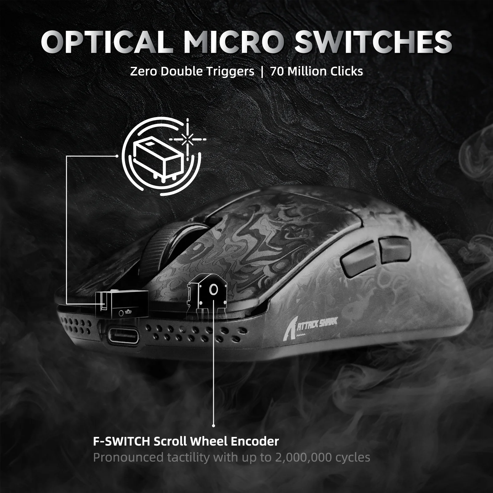 ATTACK SHARK R11 ULTRA Carbon Fiber Wireless 8K PAW3950MAX Gaming Mouse - Image 10