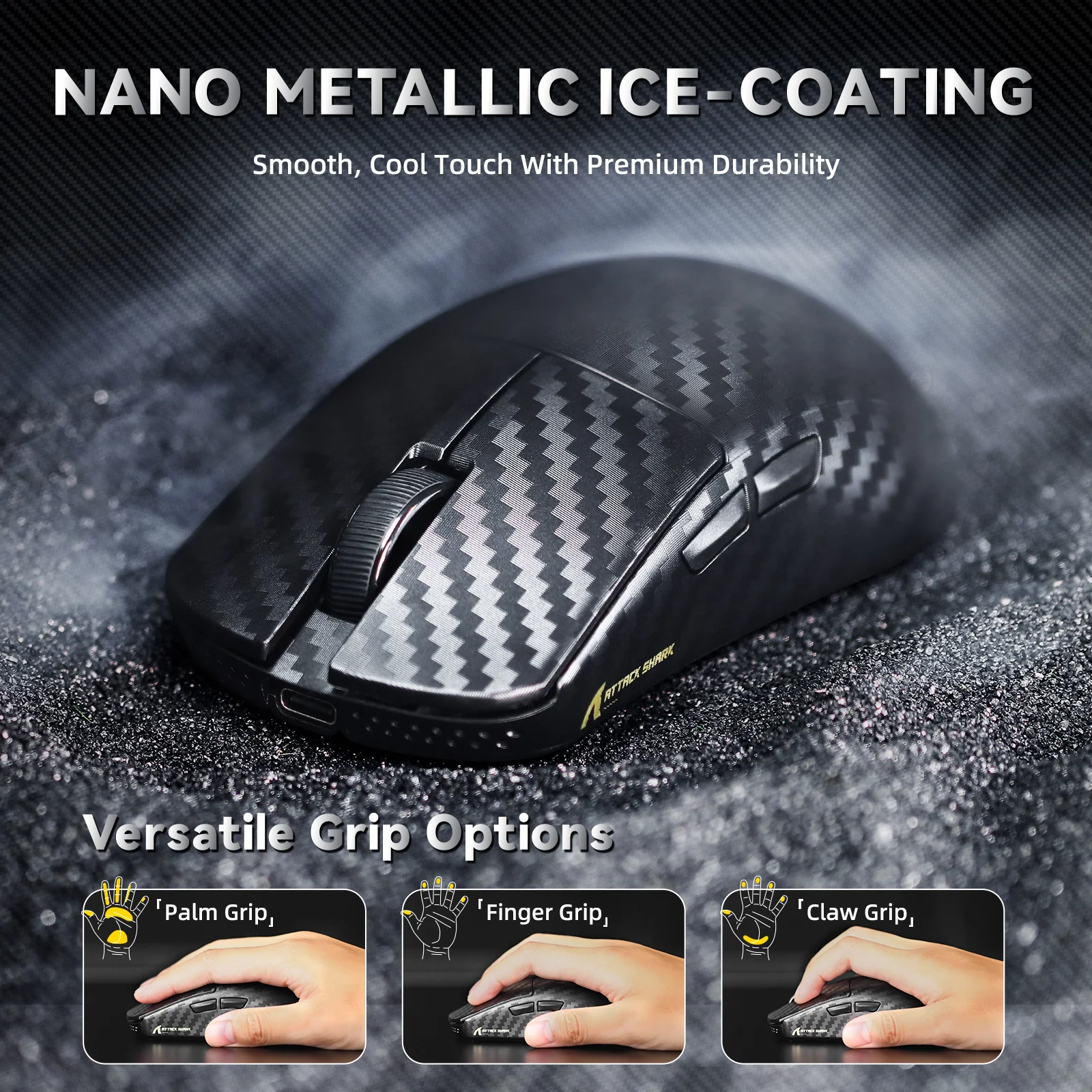 ATTACK SHARK R11 ULTRA Carbon Fiber Wireless 8K PAW3950MAX Gaming Mouse with C06 Ultra LED Cable - Image 18