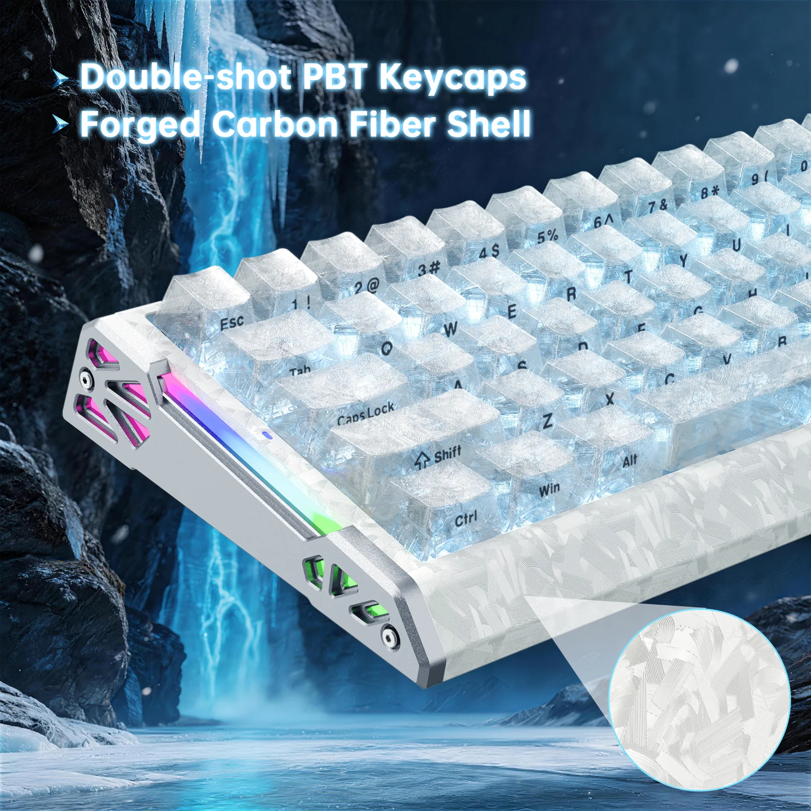 ATTACK SHARK R68 HE Carbon Fiber Wired Rapid Trigger Magnetic Switch Keyboard With C01 Ultra RGB Coiled Cable - Image 17