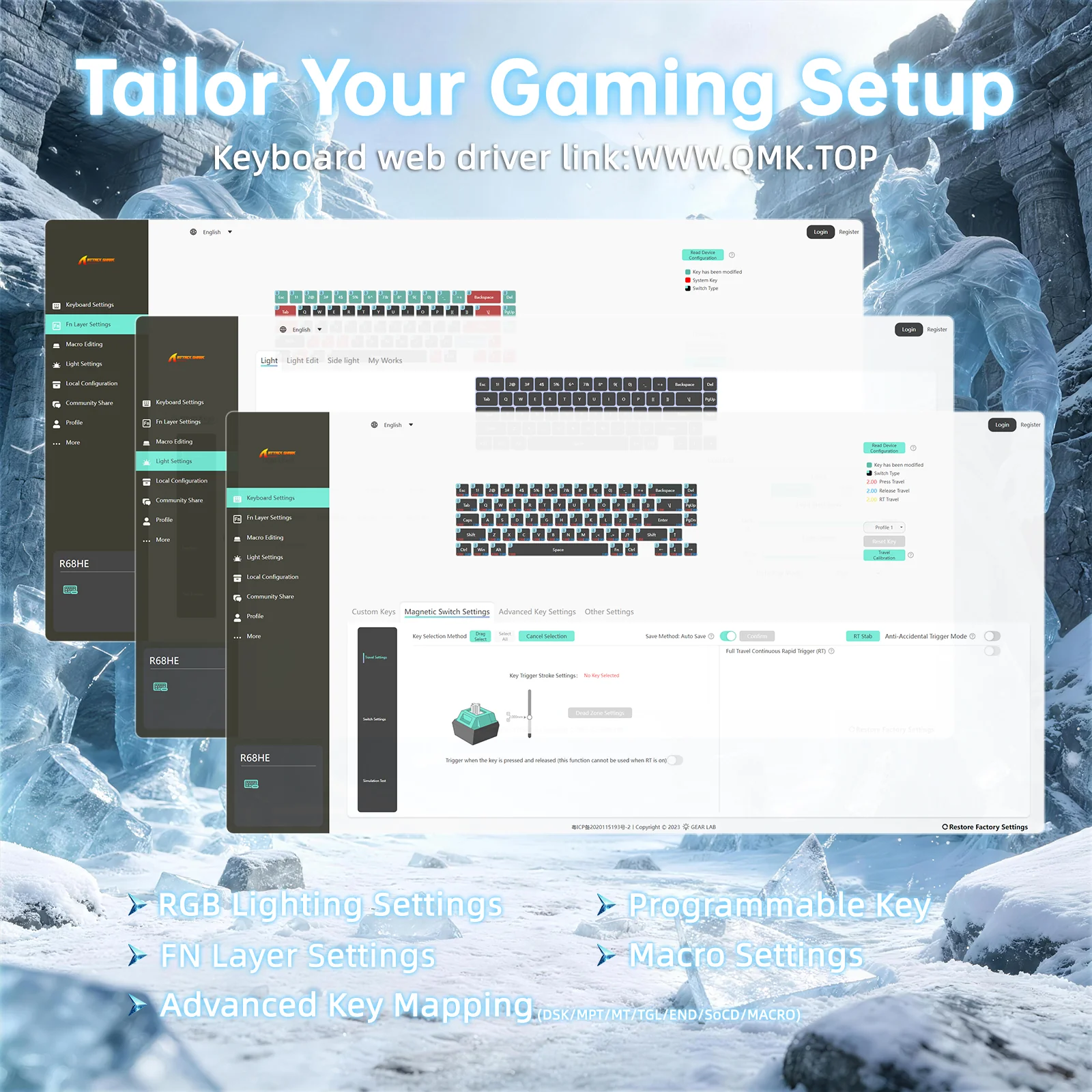 ATTACK SHARK R68 HE Carbon Fiber Wired Rapid Trigger Magnetic Switch Keyboard With C01 Ultra RGB Coiled Cable - Image 19