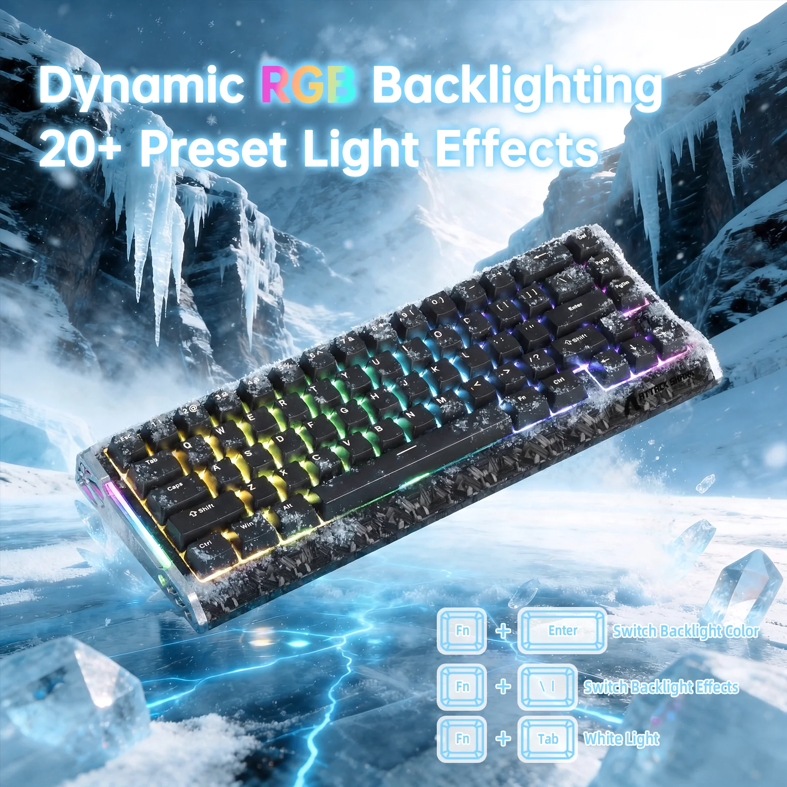 ATTACK SHARK R68 HE Carbon Fiber Wired Rapid Trigger Magnetic Switch Keyboard With C01 Ultra RGB Coiled Cable - Image 25