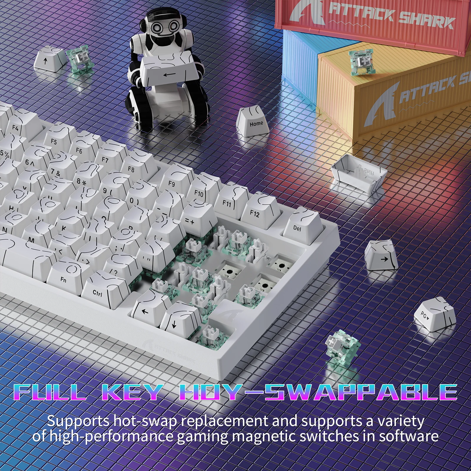 ATTACK SHARK R82 HE Wired 75% Gaming Keyboard  with C01ULTRA LED Cable - Image 7