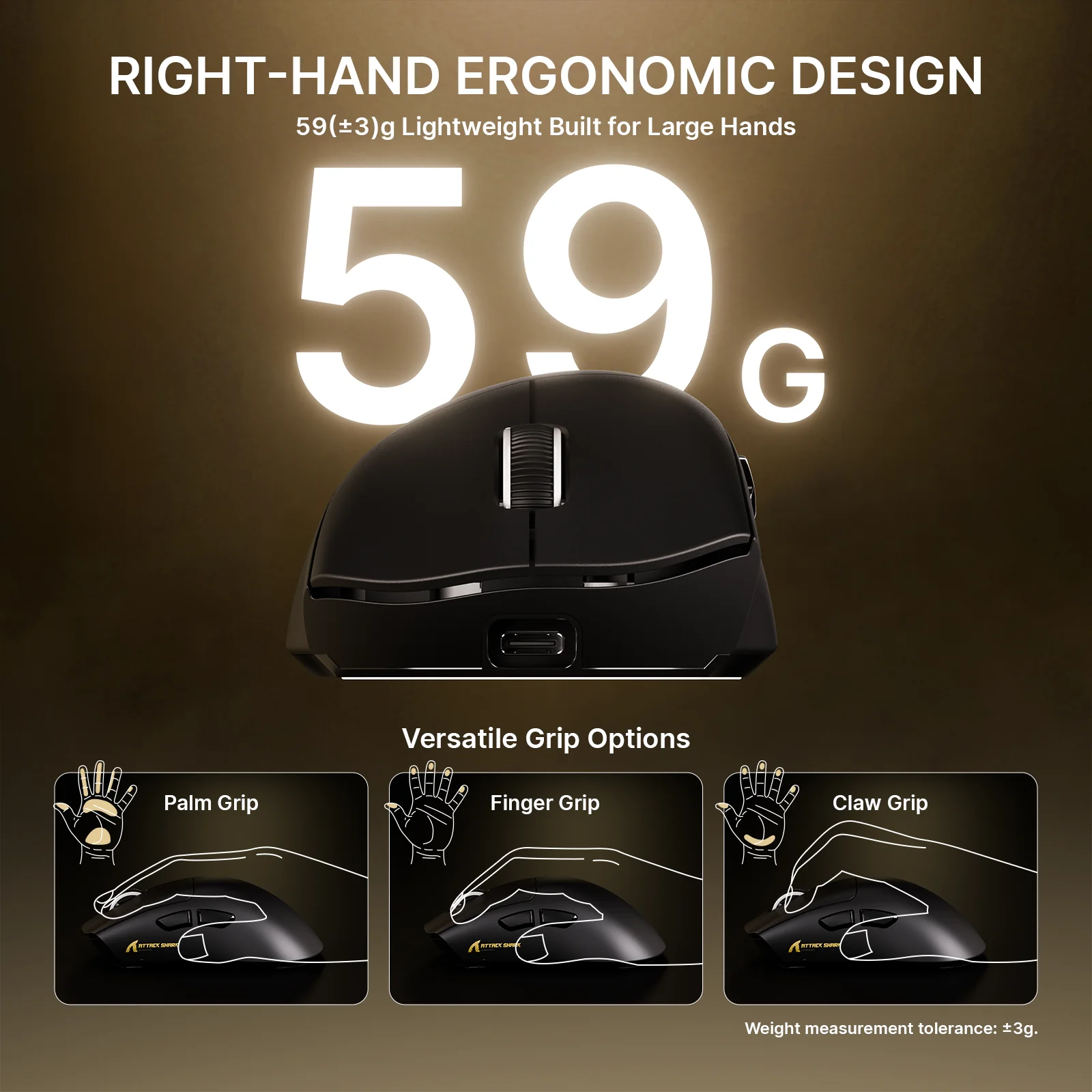 ATTACK SHARK V8 Ultra-Light Ergonomic Wireless Gaming Mouse - Image 12