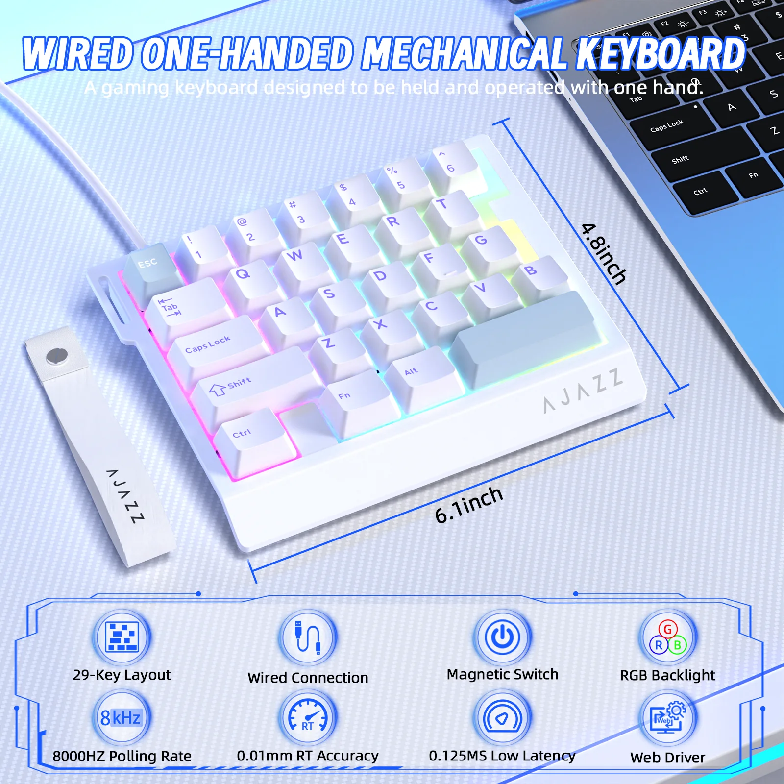 ATTACK SHARK X AJAZZ AK029 Wired One-Handed Gaming Keyboard - Image 2