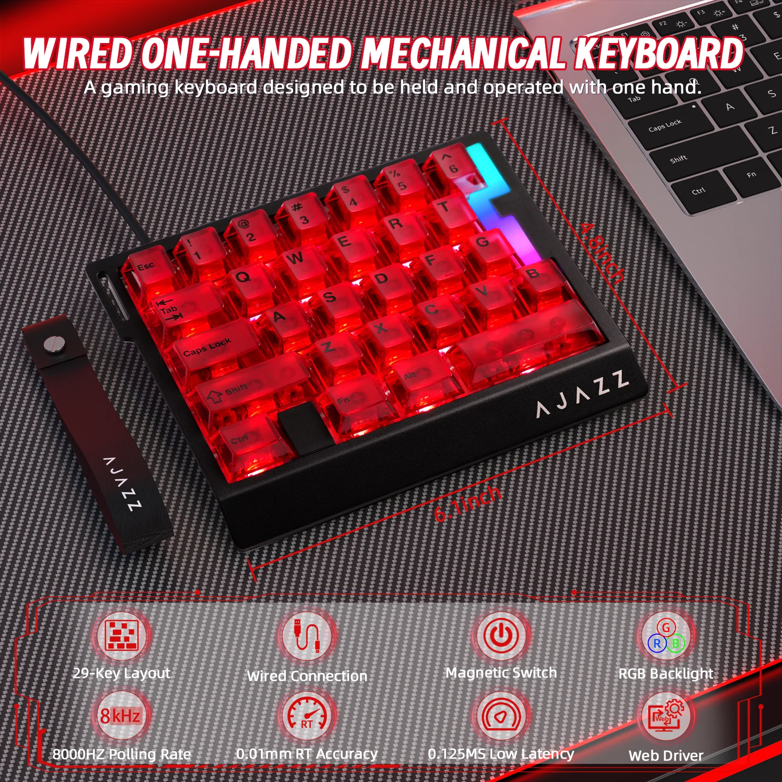 ATTACK SHARK X AJAZZ AK029 Wired One-Handed Gaming Keyboard - Image 29
