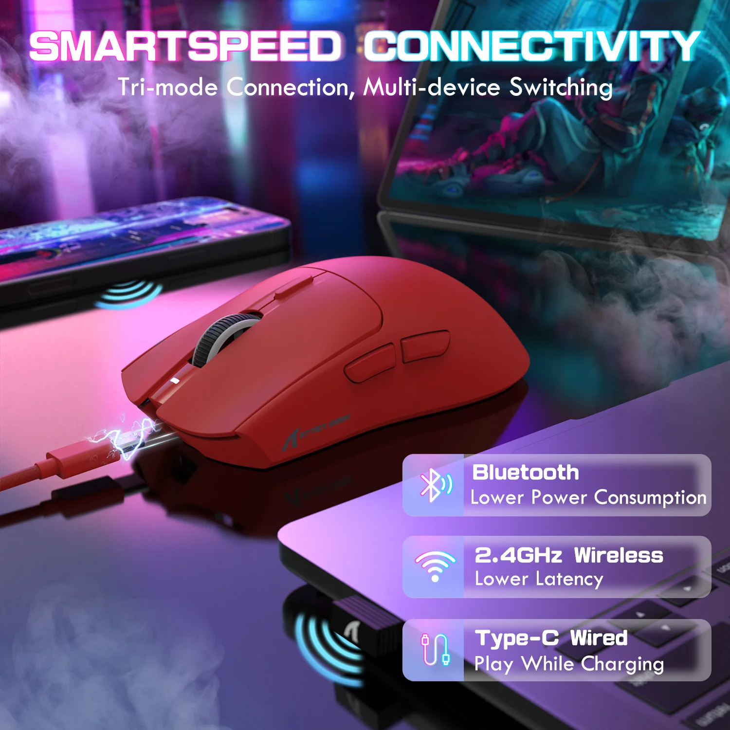 ATTACK SHARK X1 Tri-mode Gaming Mouse With Touchpad RGB Charging Dock PAW3395PRO Sensor - Image 23