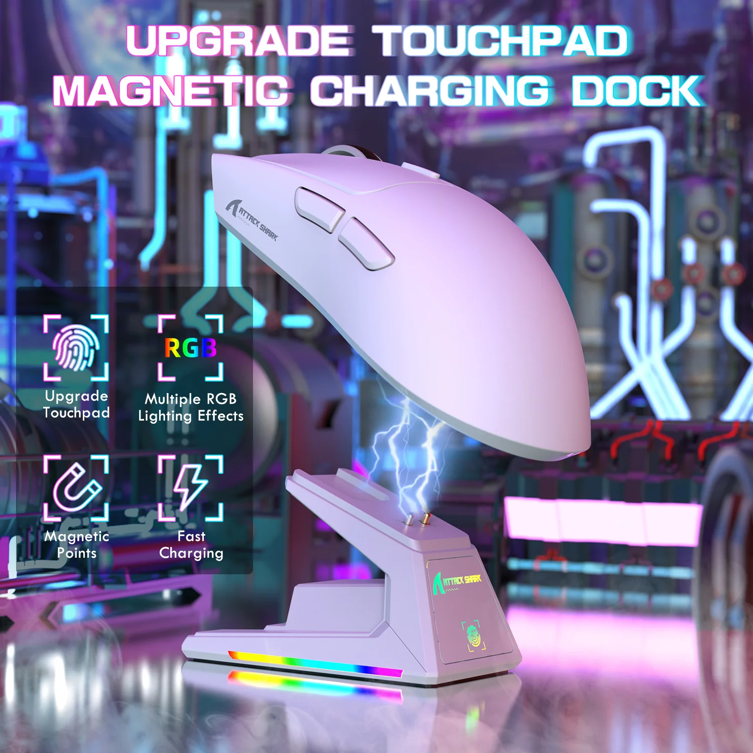 ATTACK SHARK X1 Tri-mode Gaming Mouse With Touchpad RGB Charging Dock PAW3395PRO Sensor - Image 3