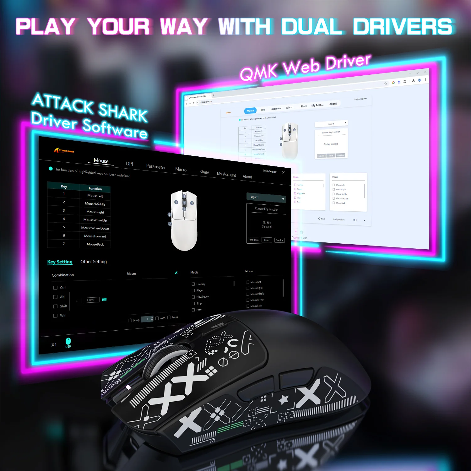 ATTACK SHARK X1 Tri-mode Gaming Mouse With Touchpad RGB Charging Dock PAW3395PRO Sensor - Image 44
