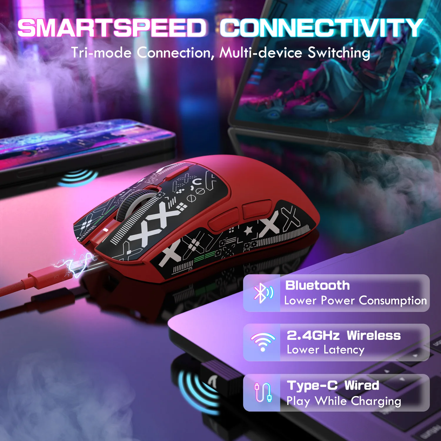 ATTACK SHARK X1 Tri-mode Gaming Mouse With Touchpad RGB Charging Dock PAW3395PRO Sensor - Image 51