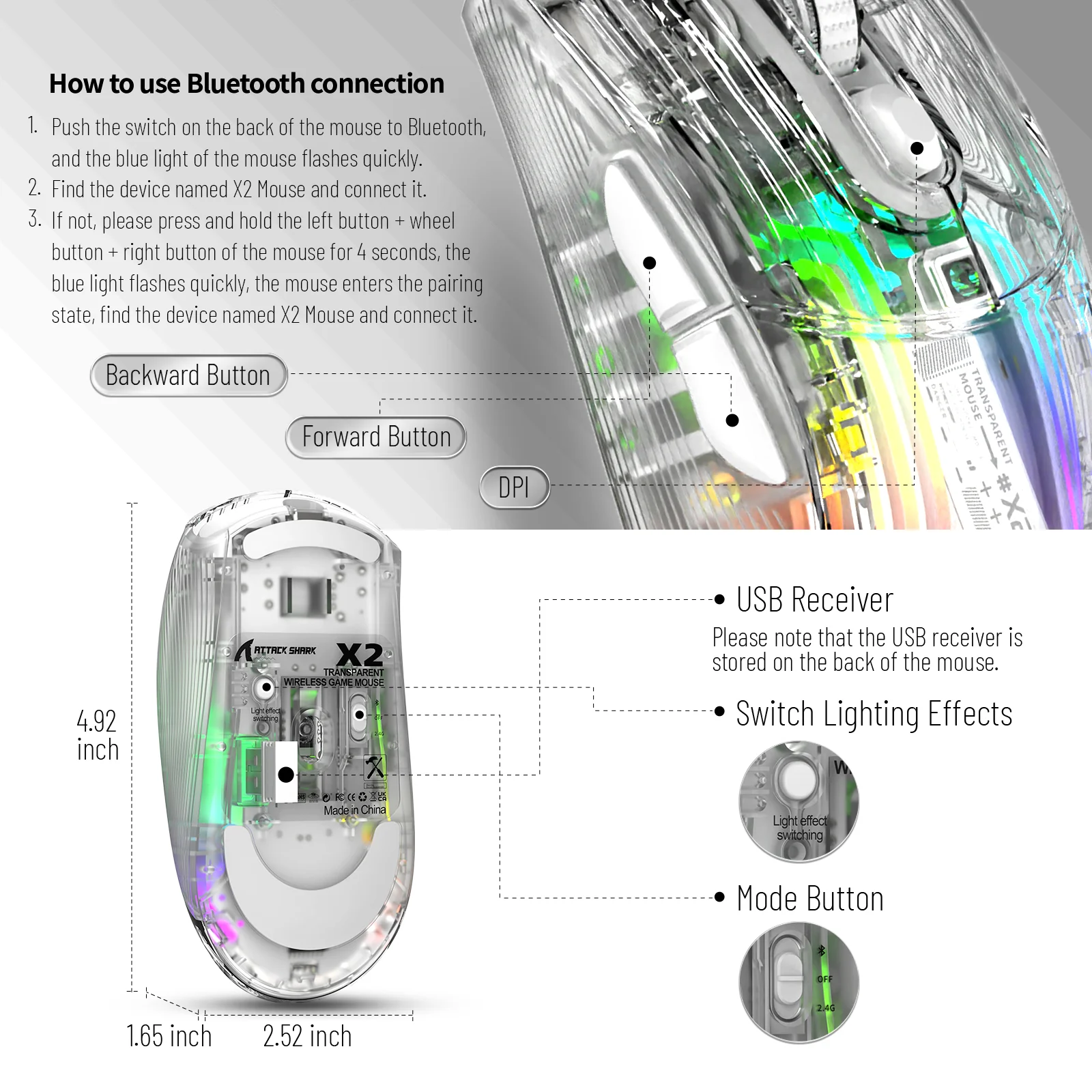 ATTACK SHARK X2 Wireless Gaming Mouse - Image 9
