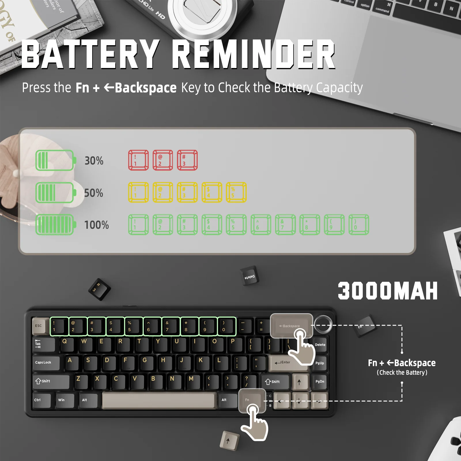 ATTACK SHARK X66 Wireless Mechanical Keyboard with Side Printed PBT Keycaps - Image 33