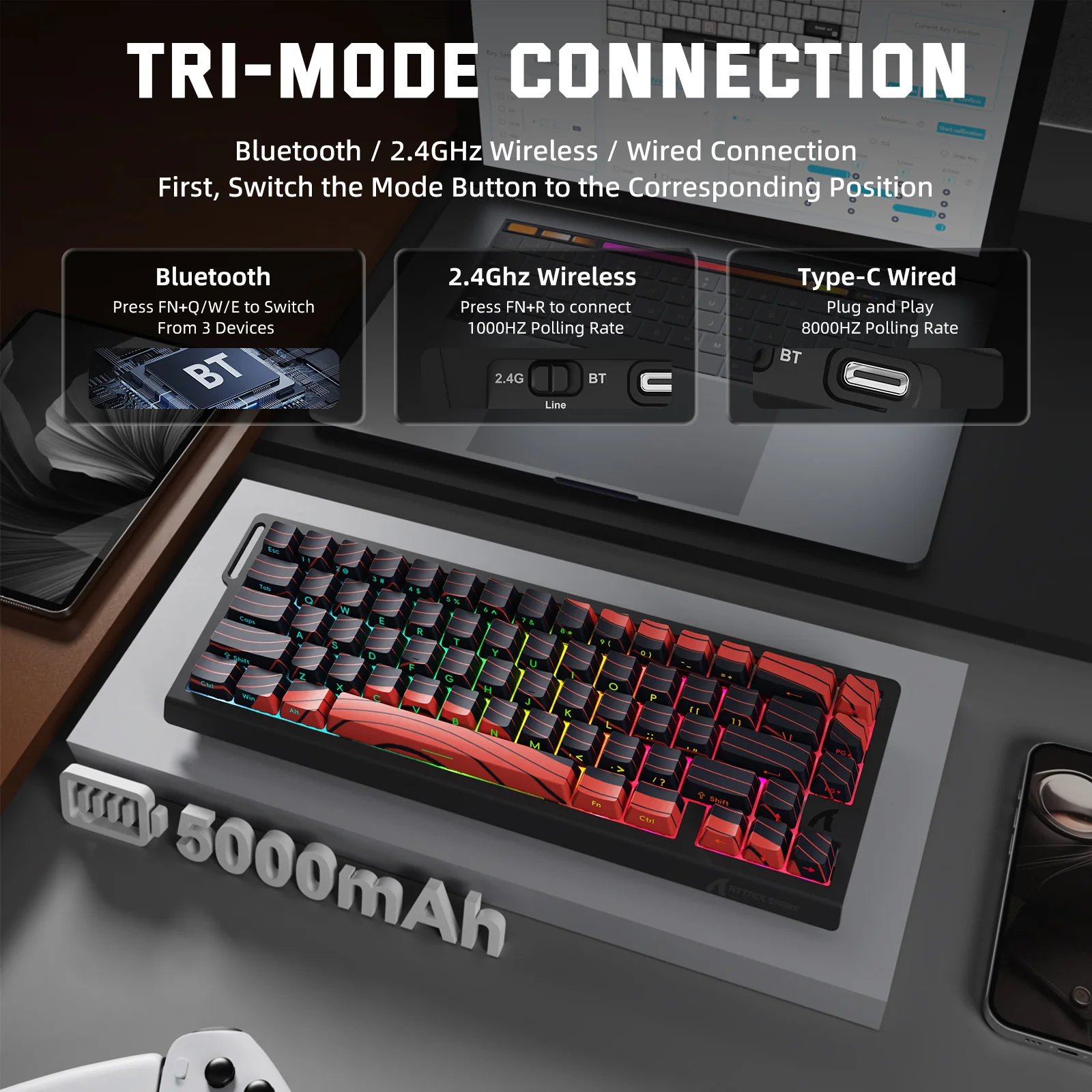 ATTACK SHARK X68PRO HE Wireless Rapid Trigger Keyboard Magnetic Switch - Image 30