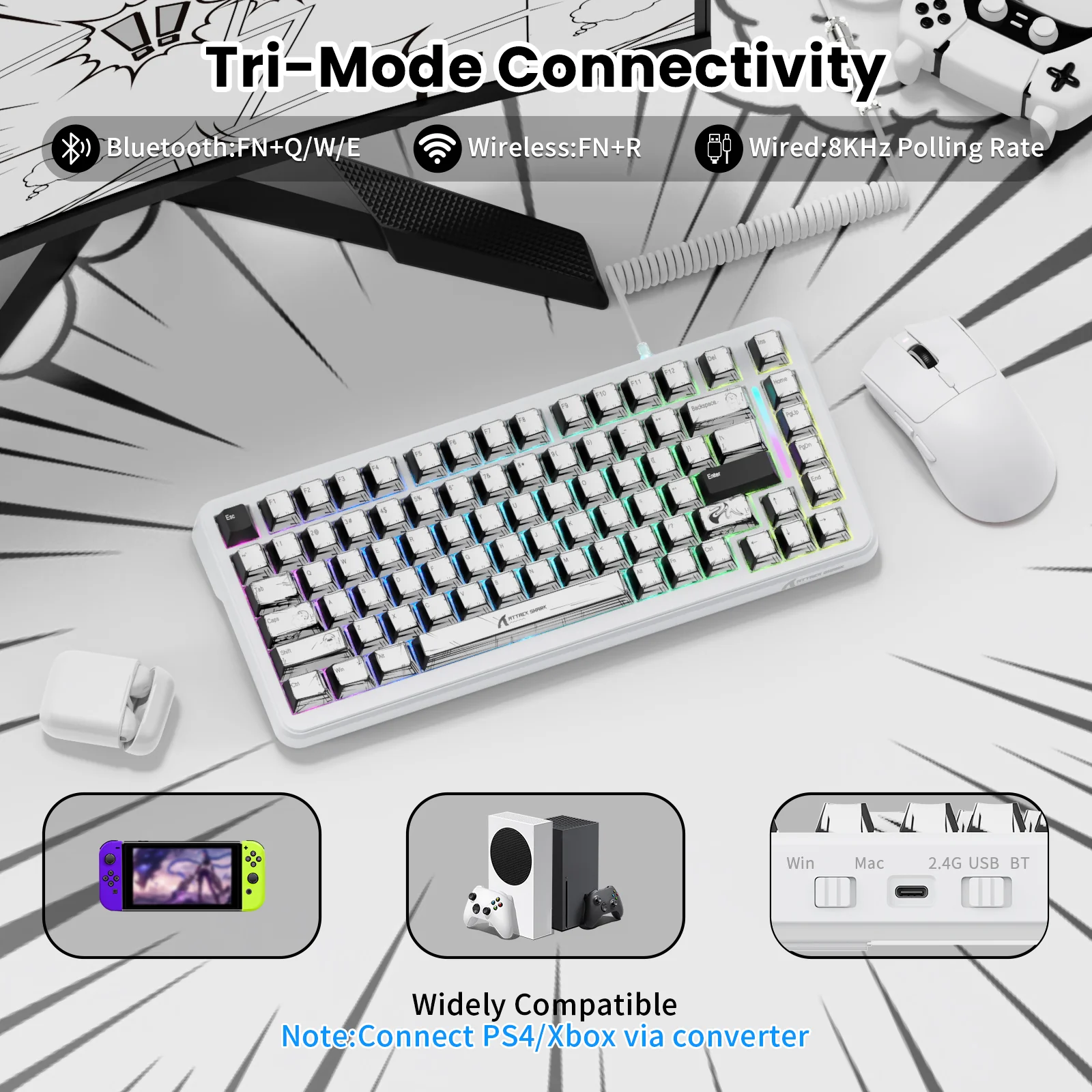 ATTACK SHARK X82PRO HE Magnetic Keyboard With C01Ultra RGB Coiled Cable - Image 24