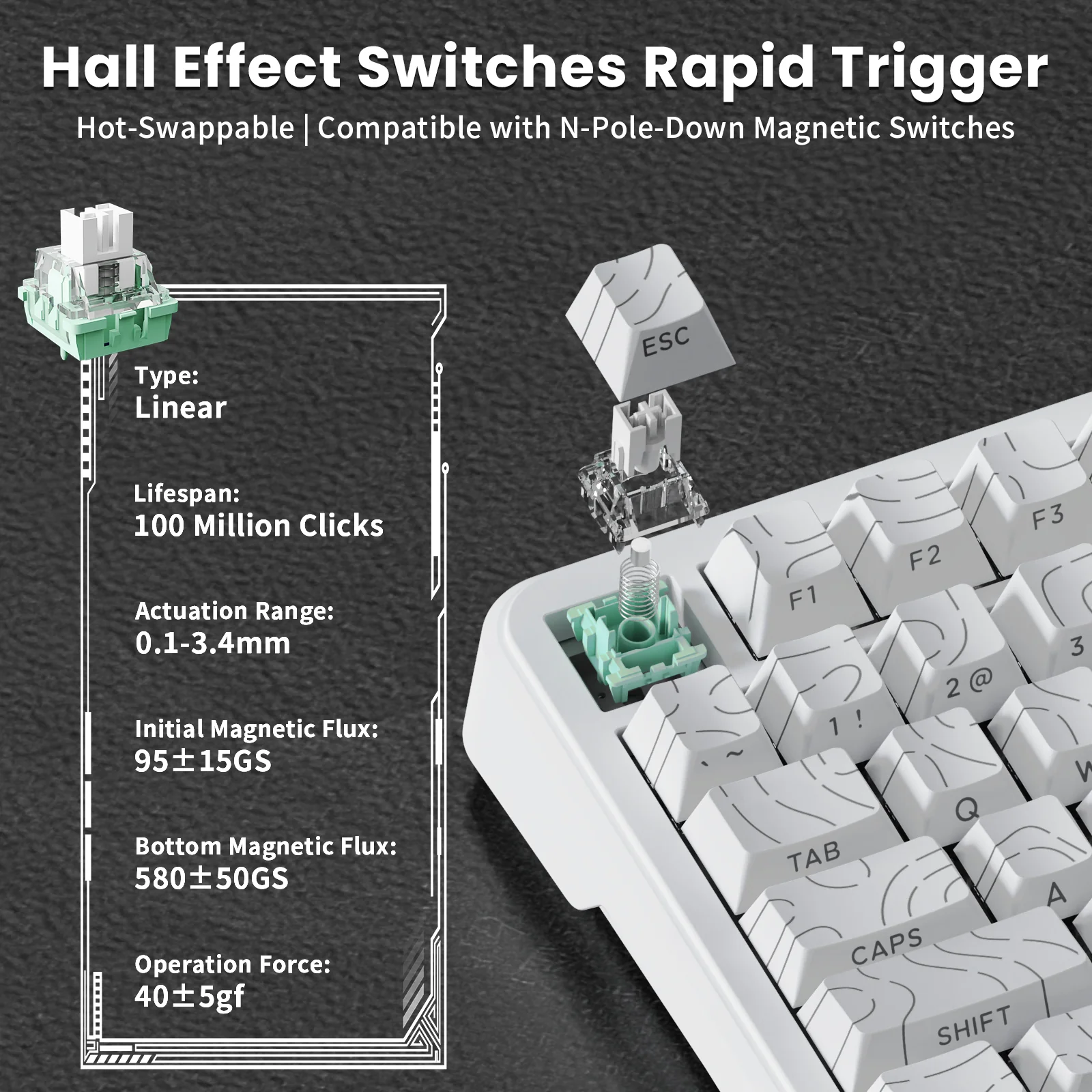 ATTACK SHARK X82PRO HE Magnetic Keyboard With C01Ultra RGB Coiled Cable - Image 4