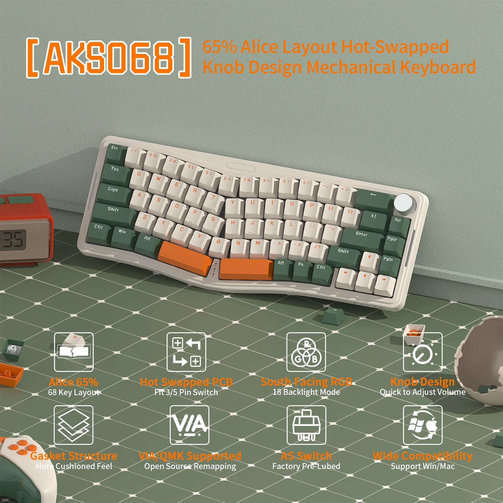 ATTACK SHARK x AJAZZ AKS068 Alice Mechanical Keyboard - Image 29