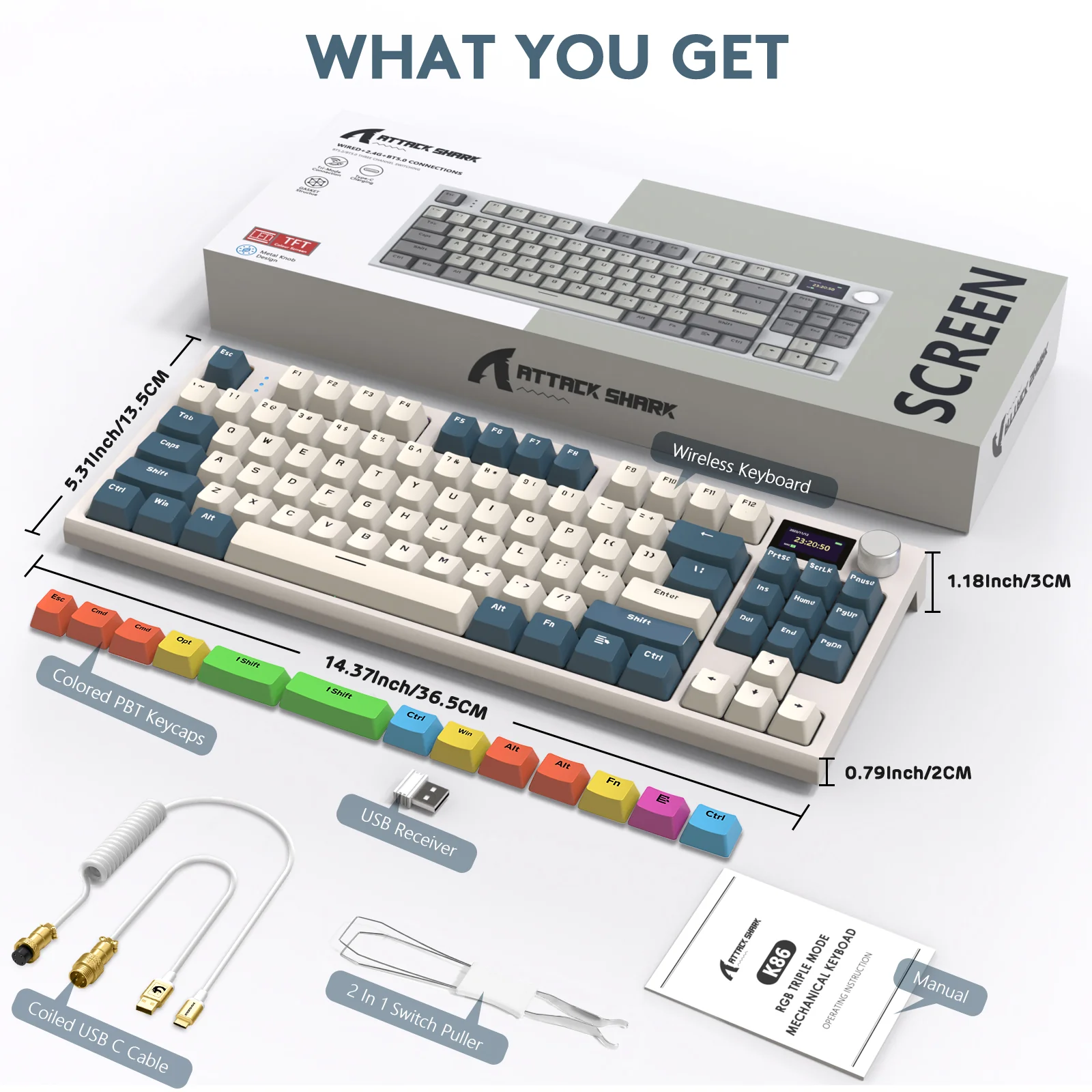ATTACK SHARK K86 Wireless Mechanical Keyboard with Coiled Cable - Image 51