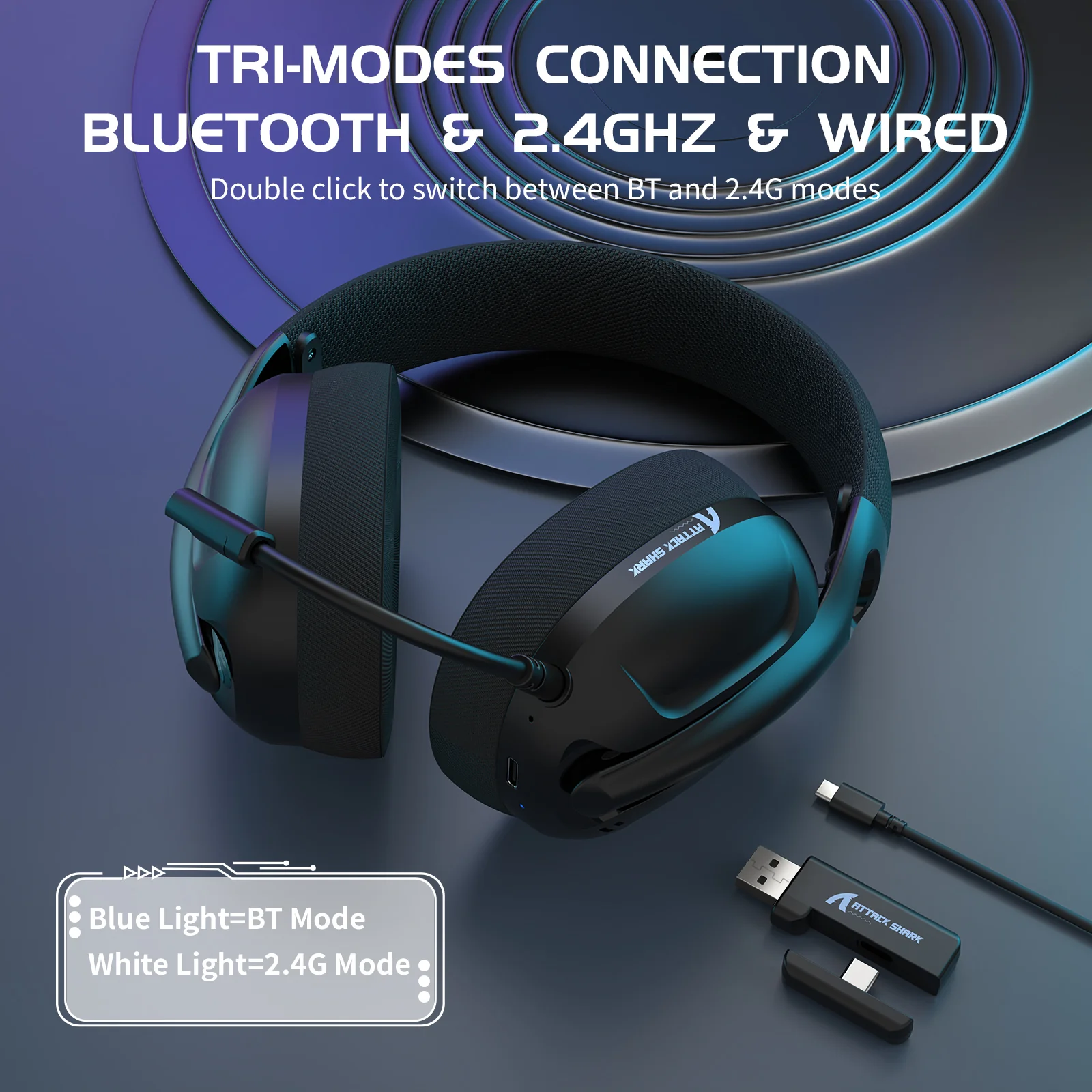 ATTACK SHARK L80 Ultra-Light Tri-Mode Gaming Headset - Image 10