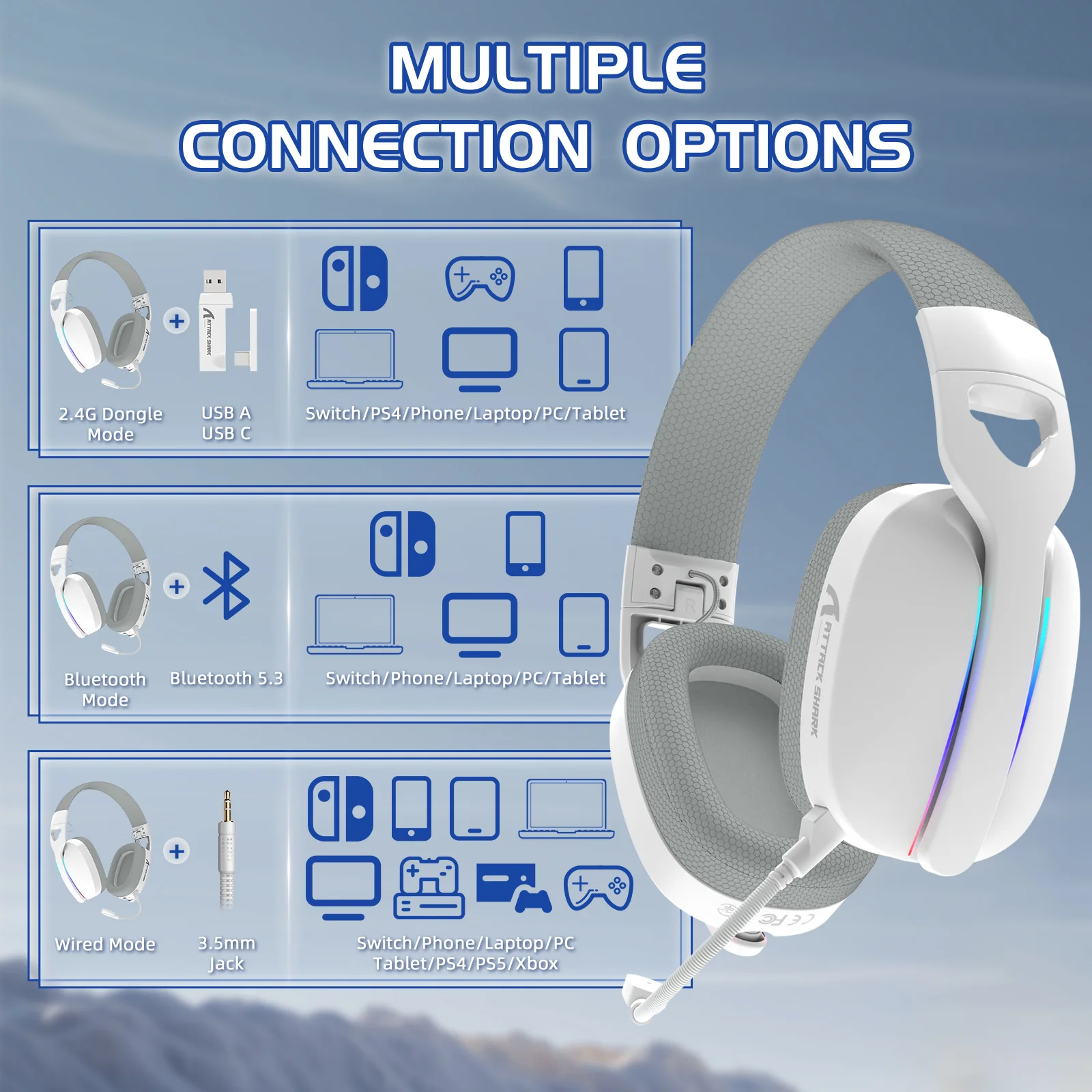 ATTACK SHARK L90 Foldable RGB Ultra-Light Tri-Mode Gaming Headset - Image 18