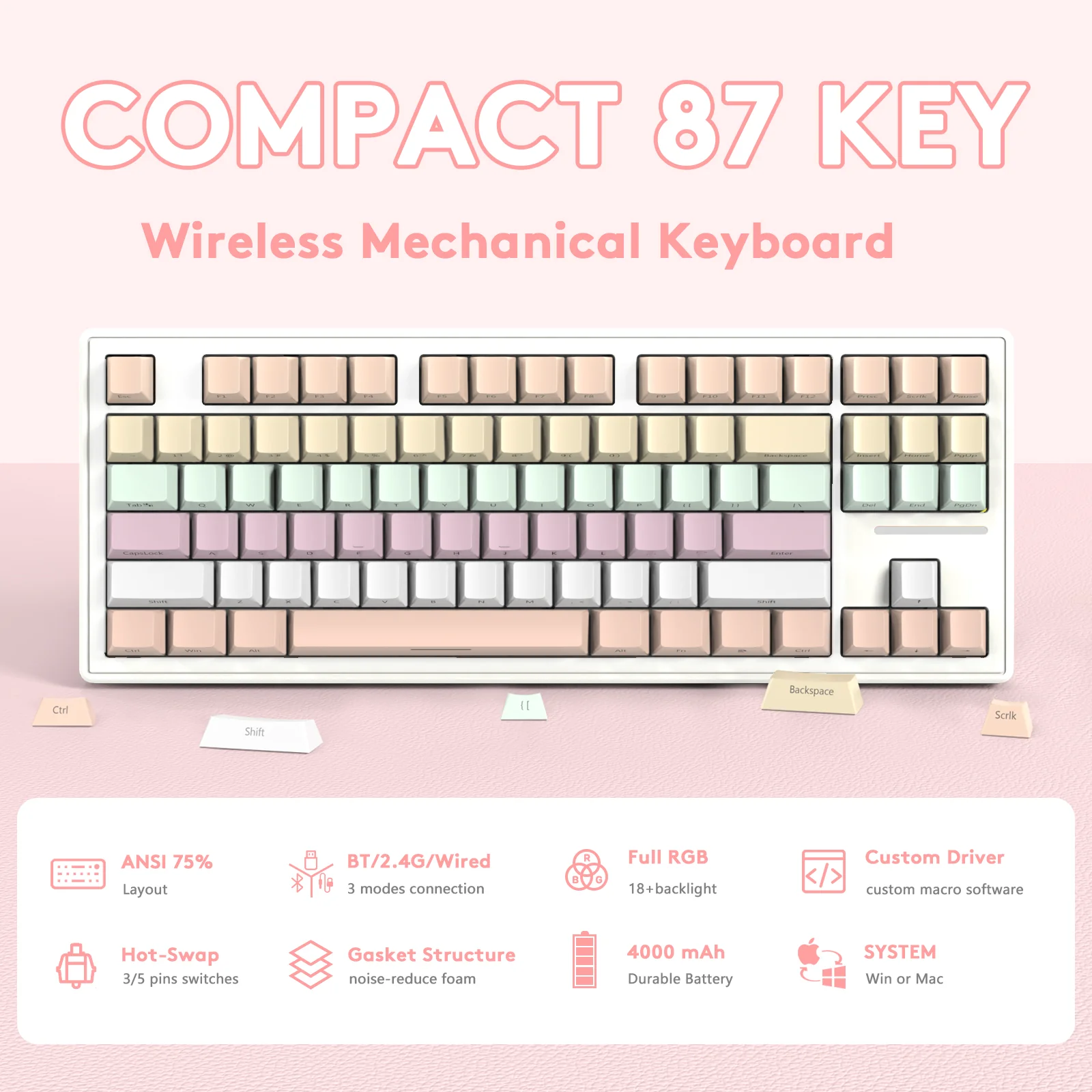 ATTACK SHARK M87 Wireless Mechanical Keyboard - Image 11