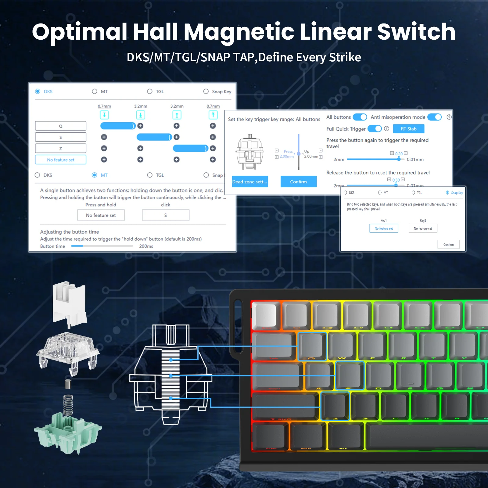 ATTACK SHARK X68 HE Rapid Trigger Keyboard Magnetic Switch with C01PRO Coiled Cable - Image 25