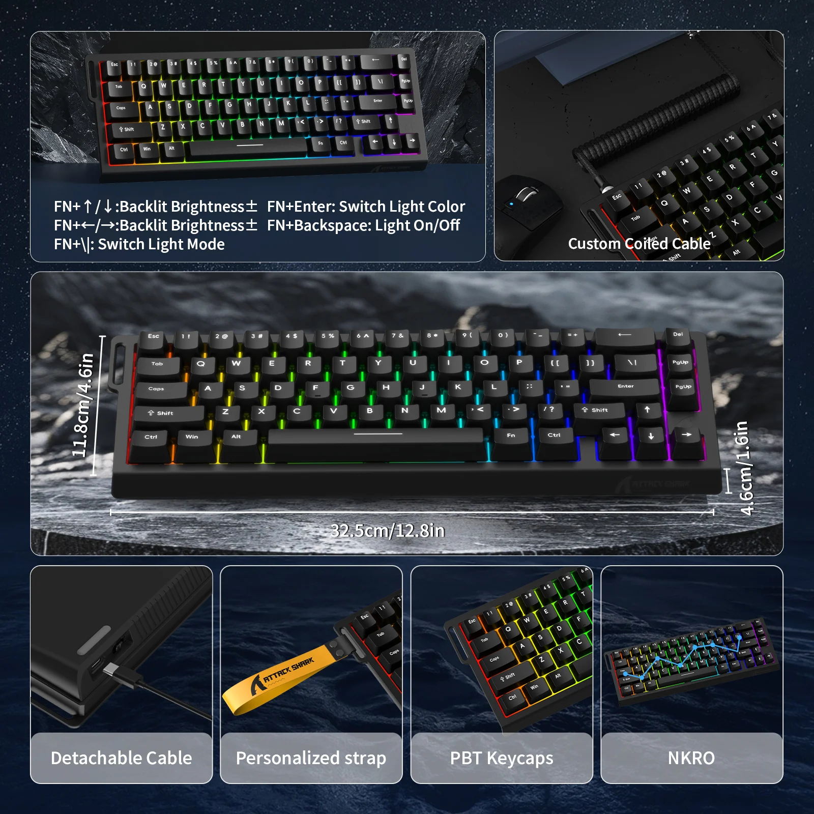 ATTACK SHARK X68 HE Rapid Trigger Keyboard Magnetic Switch with C01PRO Coiled Cable - Image 36
